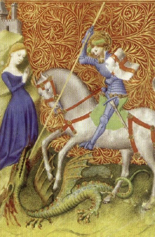 unknow artist Saint George Slaying the Dragon,from Breviary of john the Fearless France oil painting art